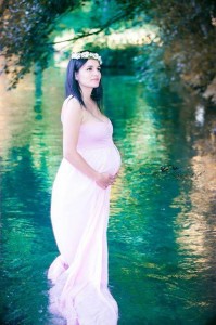 Robe trapeze rose pale shooting grossesse