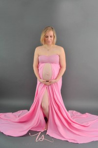 Robe trapèze rose shooting grossesse