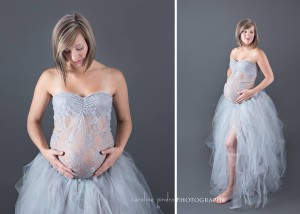 Création robe grossesse Nébuleuse en dentelle et tulle