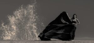 Ensemble noir en satin femme